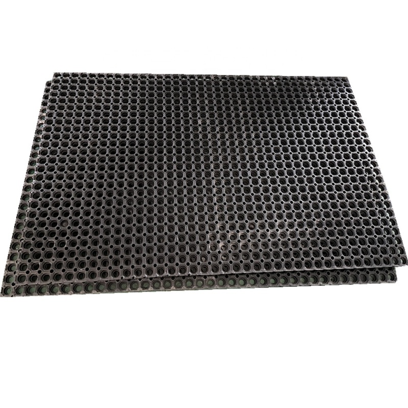Black Waterproof 8mm Thickness Rubber Mat Anti-Fatigue Floor Mat for Kitchen Garage Garden Industrial Use